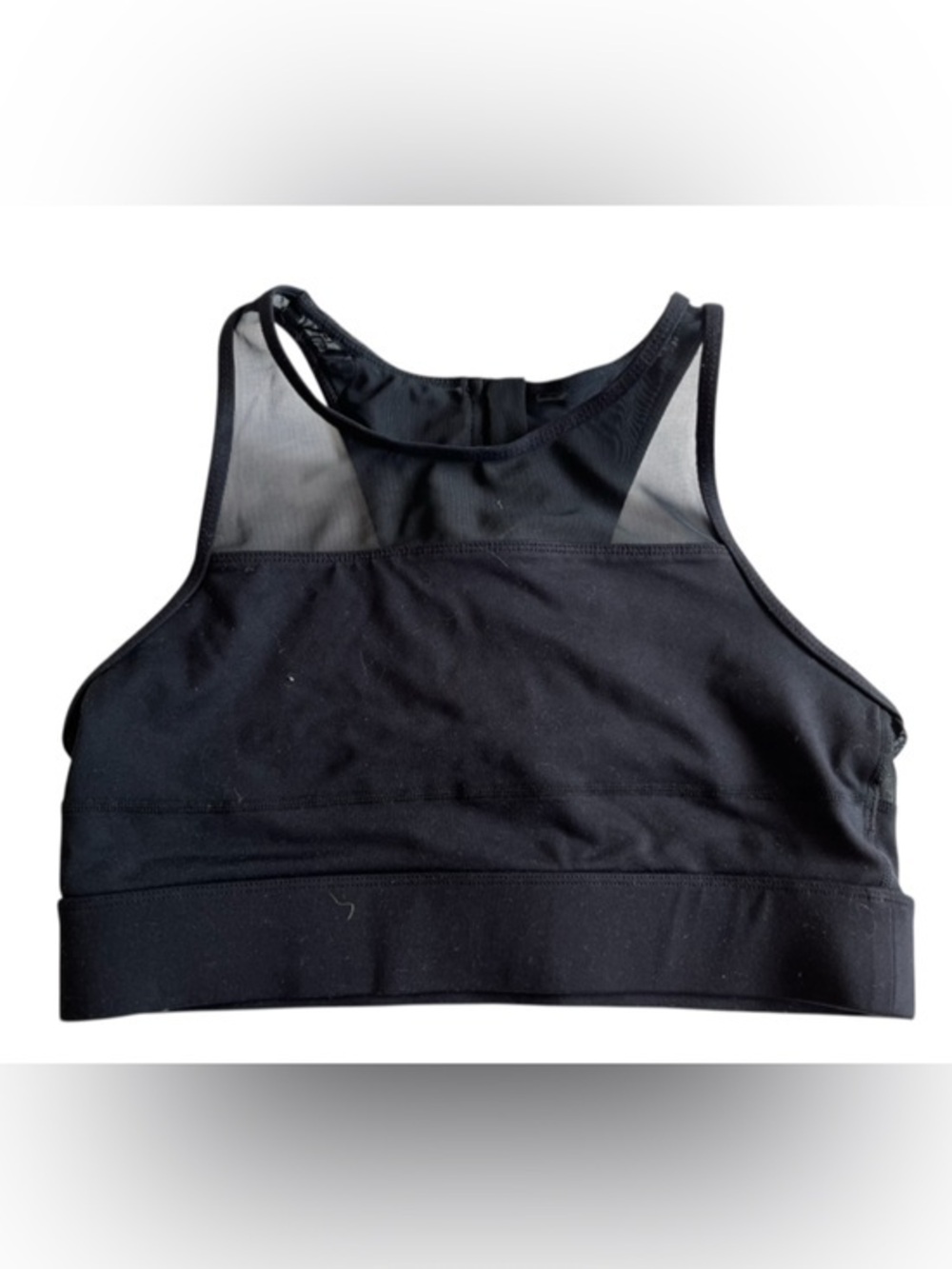 ZYIA Black High-Neck Mesh Sports Bra